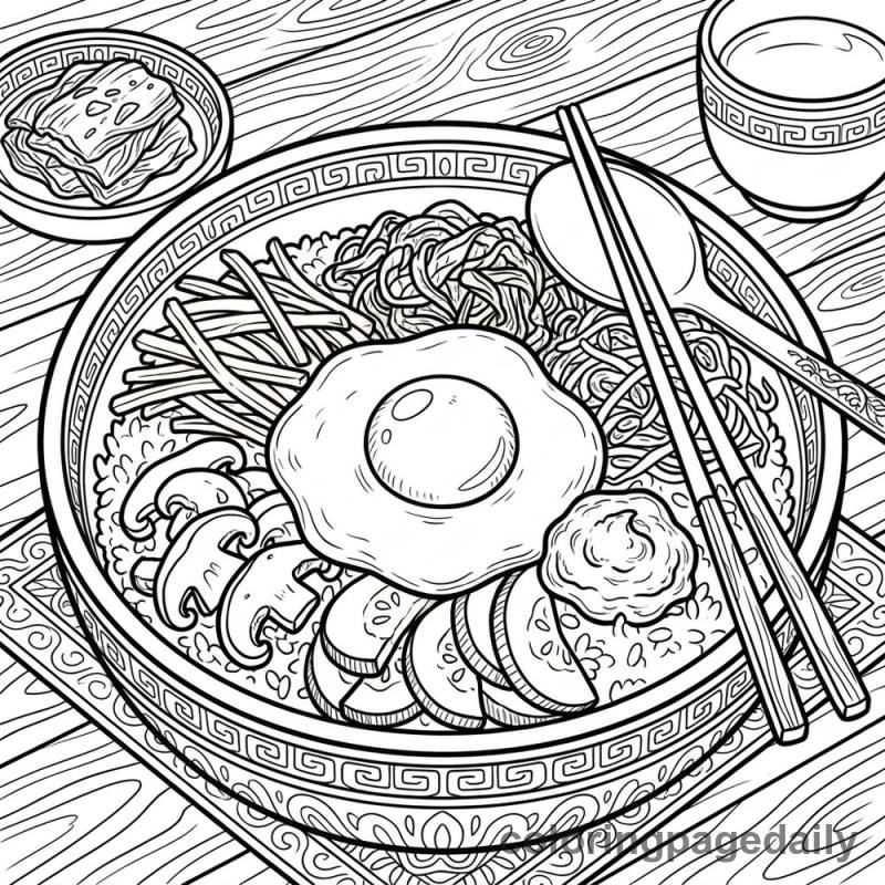 Korean Bibimbap Bowl - Colored reference example