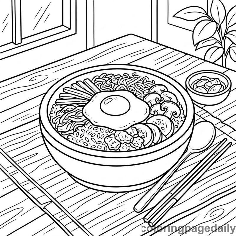 Korean Bibimbap Bowl - Colored reference example