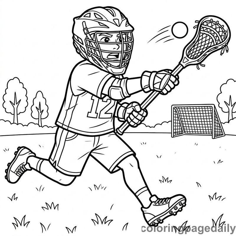 Lacrosse Player Mid-Stride Catch - Colored reference example