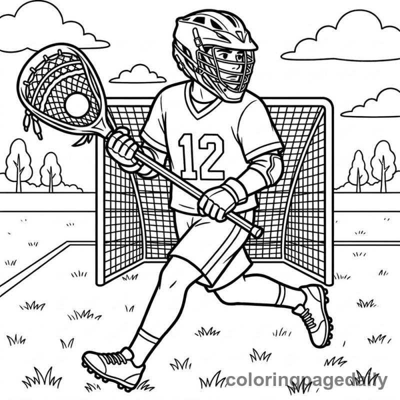 Lacrosse Player Running - Daily printable coloring page in Sports category