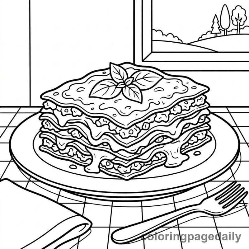 Layered Lasagna Slice - Colored reference example