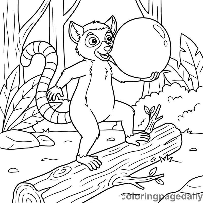 Lemur Blowing Bubblegum Bubble - Colored reference example