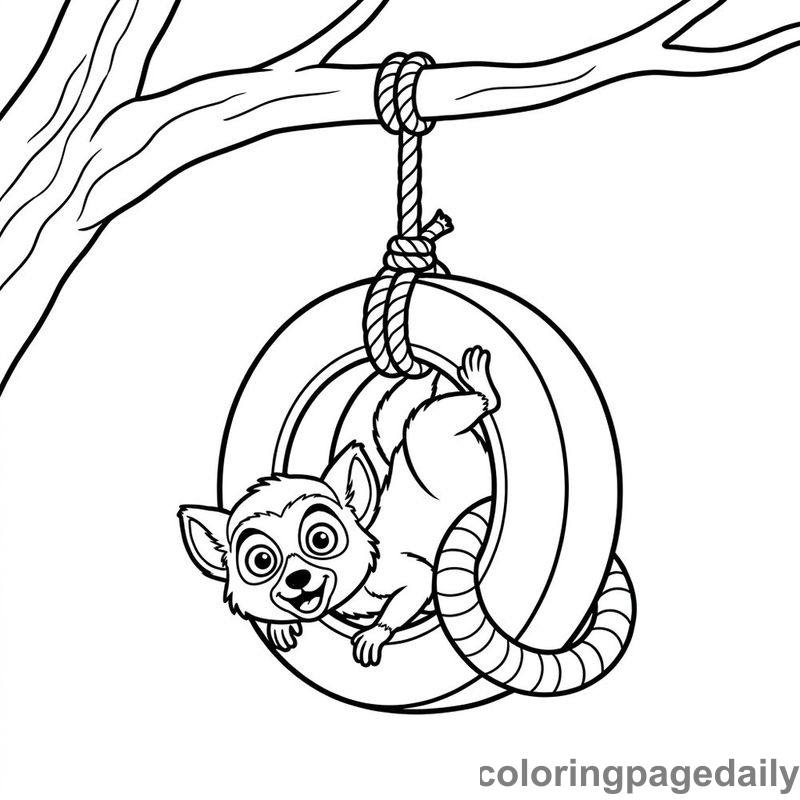 Lemur on Tire Swing - Colored reference example