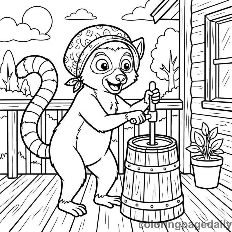Lemur Pumping Butter Churn - Colored reference example