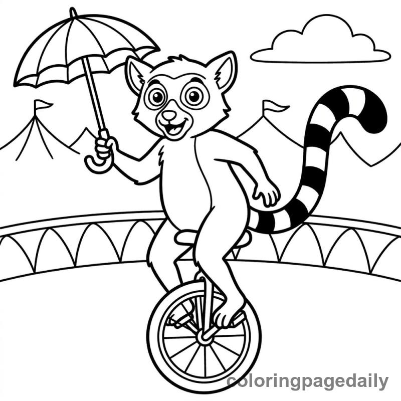 Lemur Riding Unicycle - Colored reference example