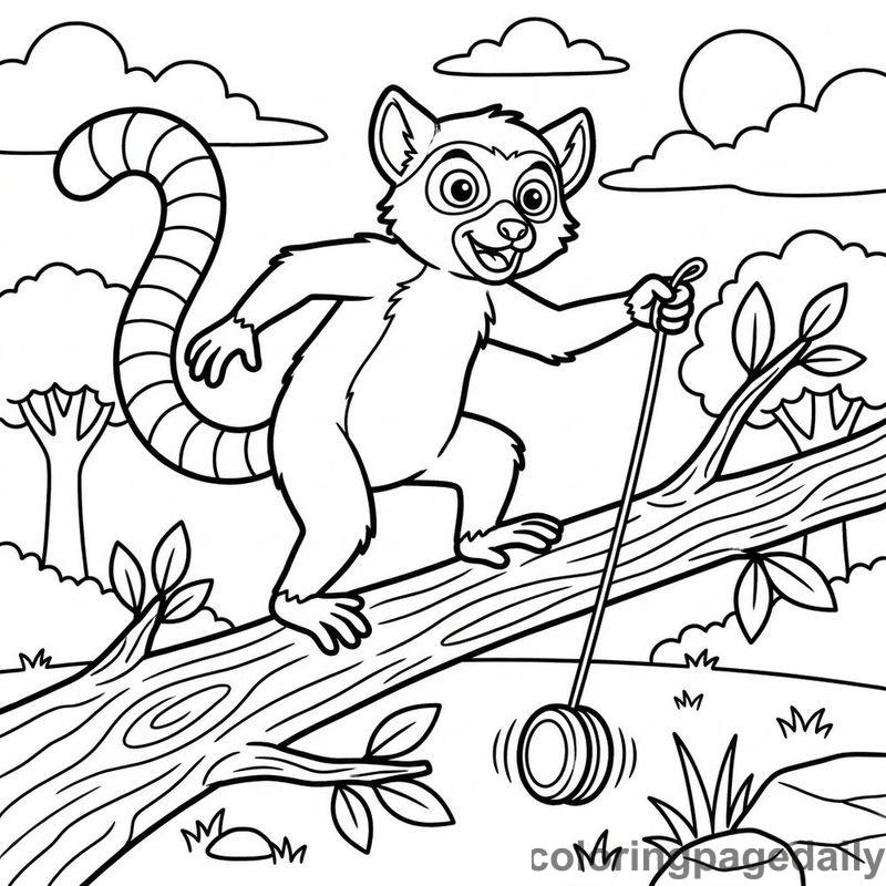 Lemur Swinging A Yo-Yo - Colored reference example