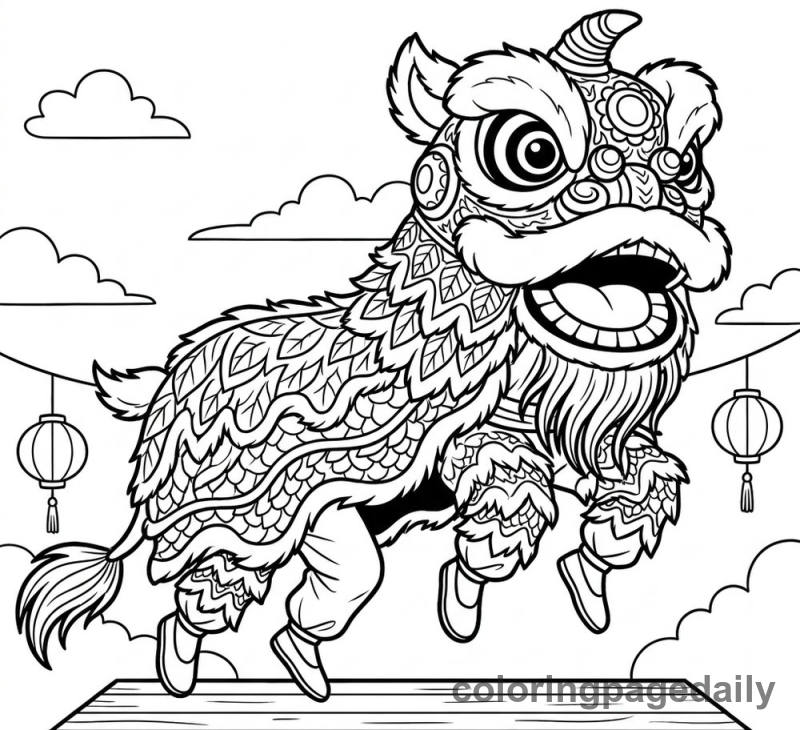 Lion Dance Jumping - Colored reference example