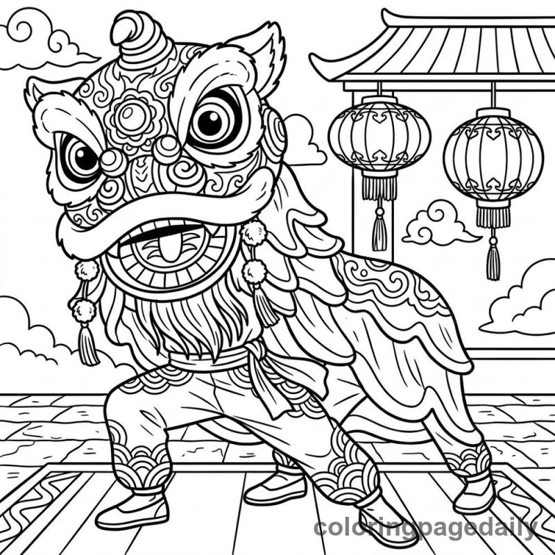 Lion Dance Performance - Colored reference example