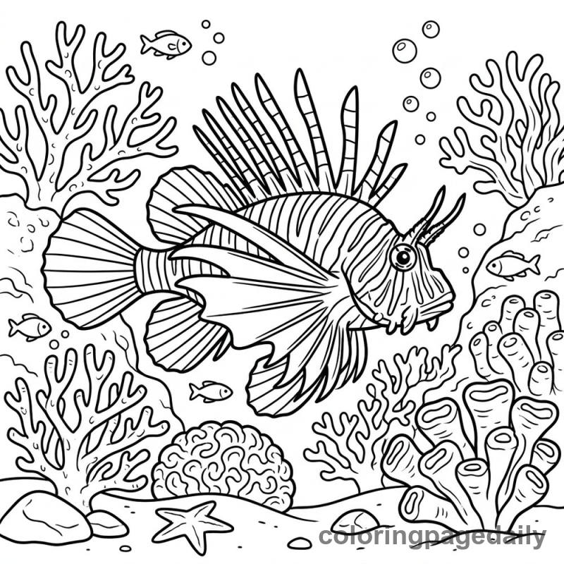 Lionfish Coral Swim - Colored reference example