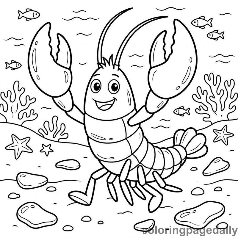 Lobster On The Ocean Floor - Colored reference example