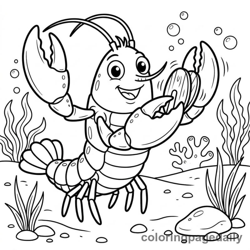 Lobster Playing Castanets - Colored reference example