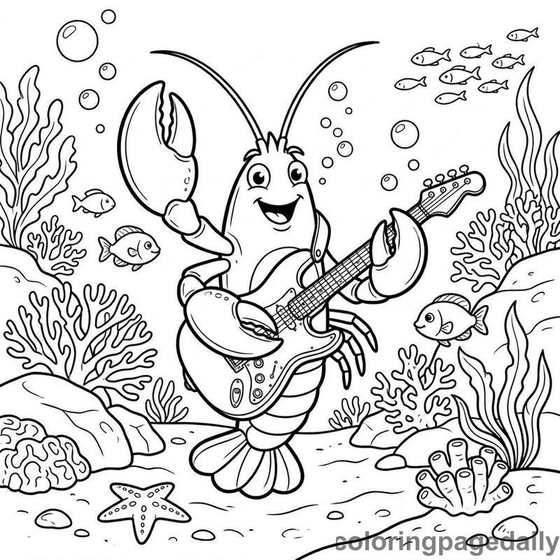Lobster Playing Guitar - Colored reference example