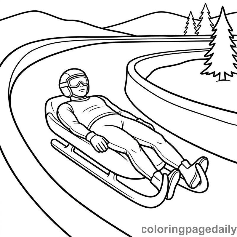Luge Athlete Racing Downhill - Colored reference example