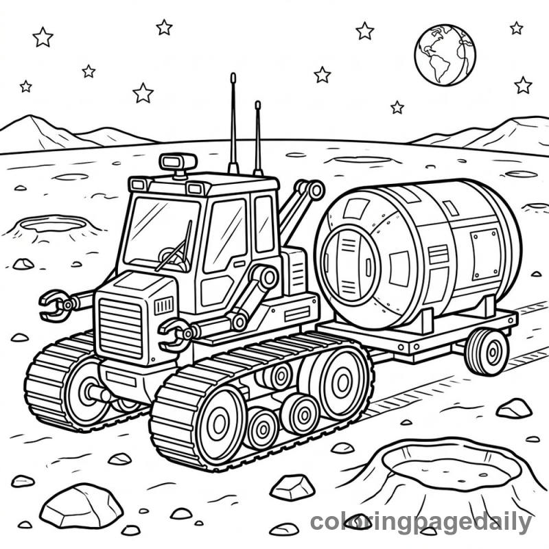 Titan’s Big Lunar Delivery Adventure - story illustration coloring page