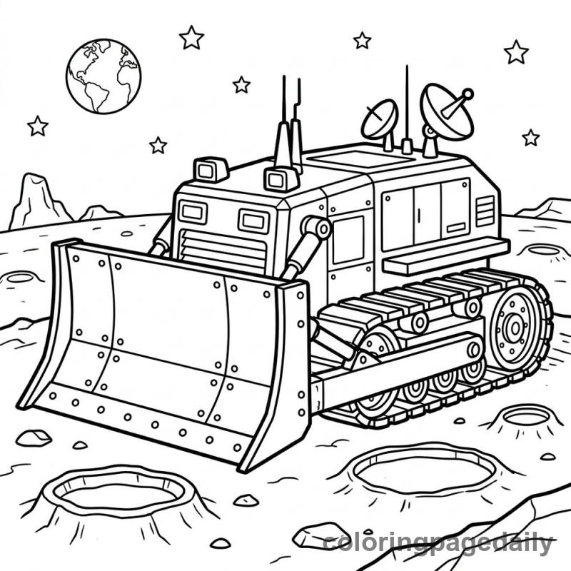 Lunar Exploration Bulldozer - Daily printable coloring page in Space category