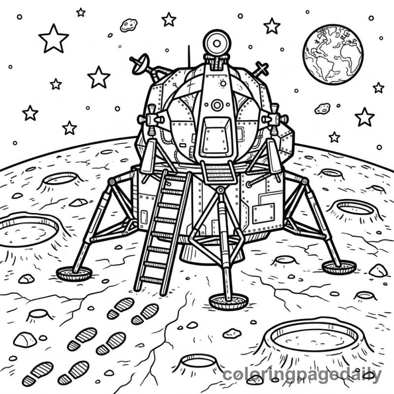 Lunar Lander on the Moon's Surface - Colored reference example