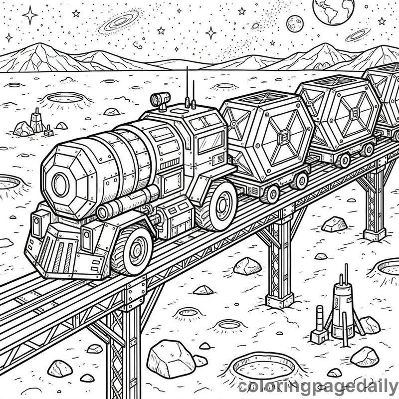 Lunar Mining Cargo Train - Colored reference example