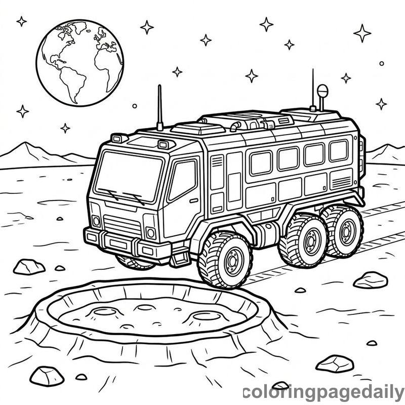 Lunar Transport Bus Parked - Colored reference example