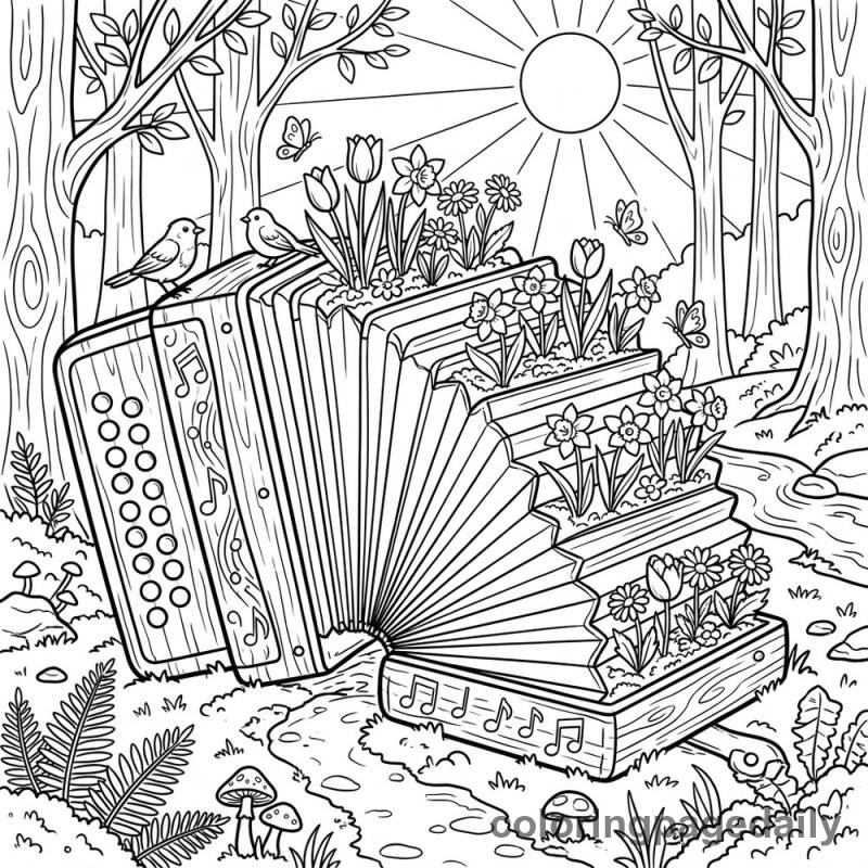 Magical Accordion Spring Garden - Colored reference example