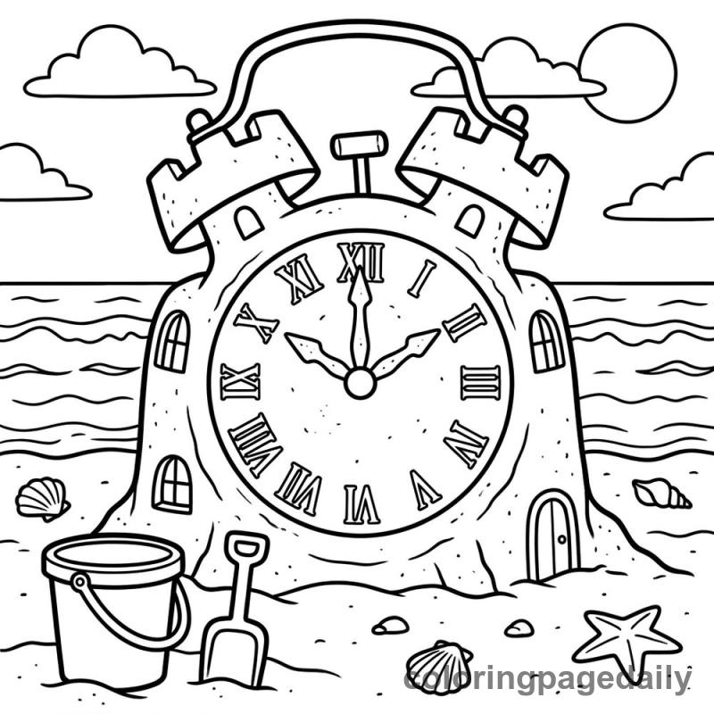 The Magic Clock of Sparkle Shore - story illustration coloring page