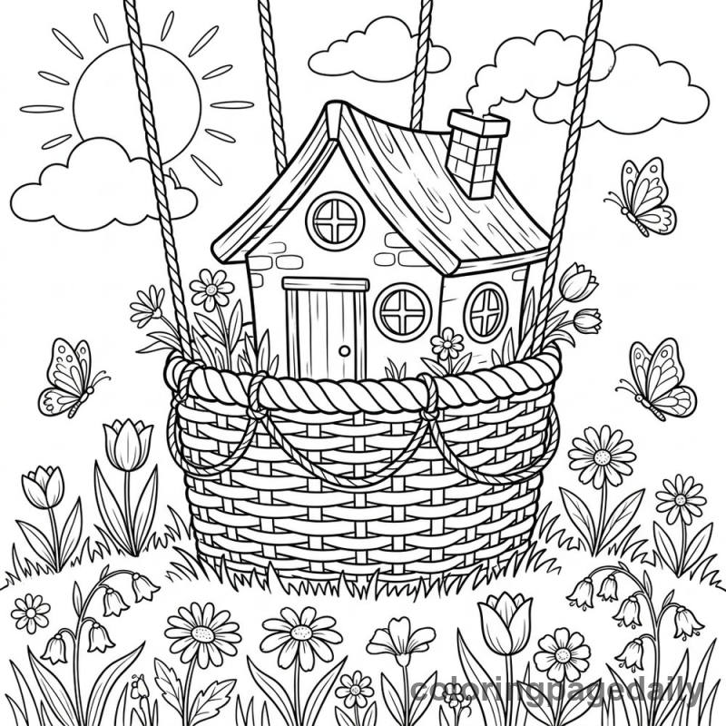 Magical Balloon Basket House - Colored reference example