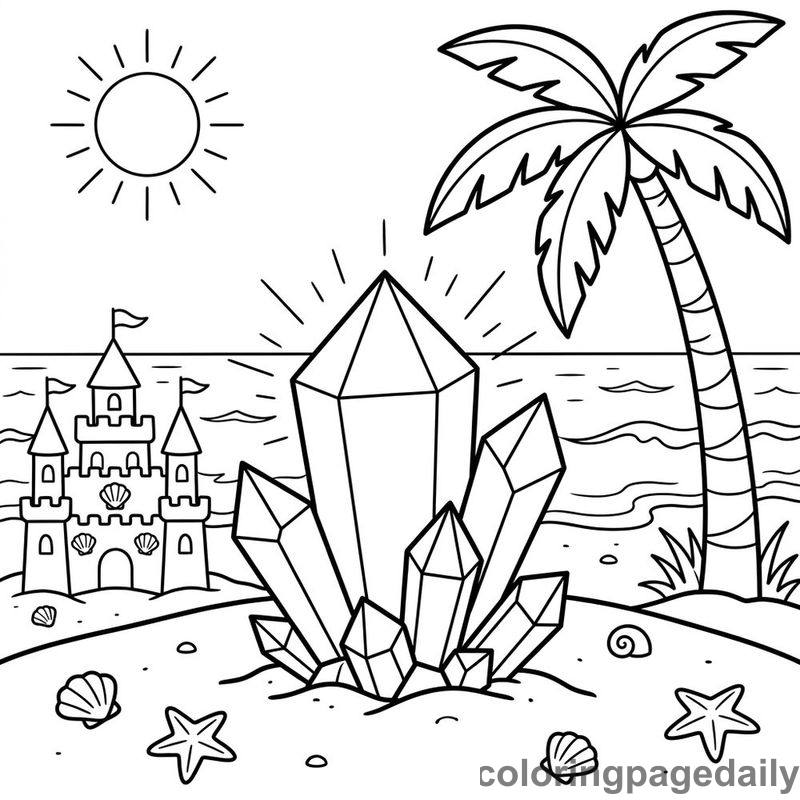 Leo’s Magical Discovery at Crystal Shore - story illustration coloring page