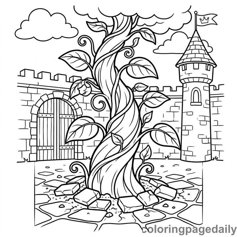 Magical Beanstalk In Courtyard - Colored reference example