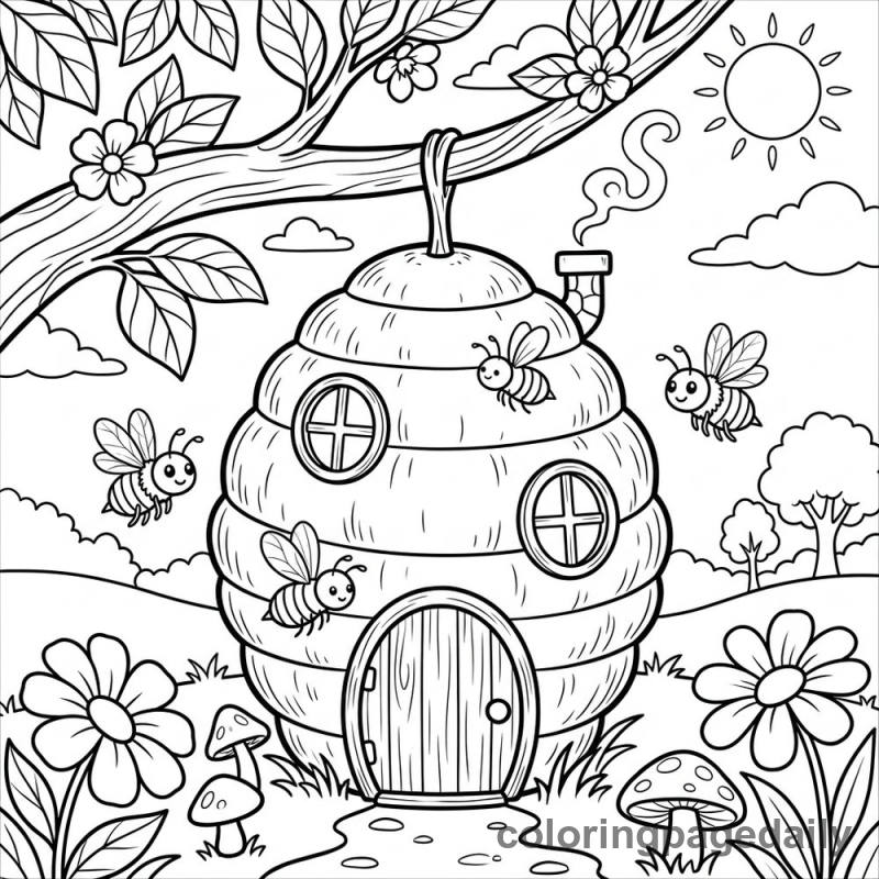 Magical Beehive House - Colored reference example