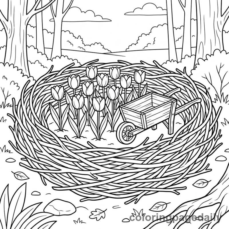 Magical Bird Nest Garden - Colored reference example
