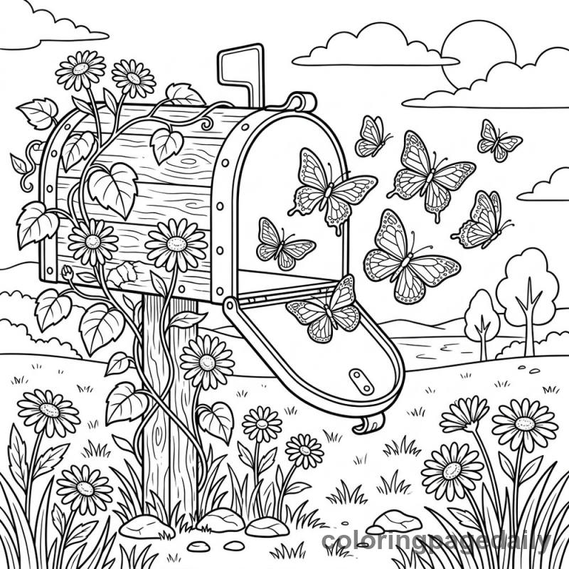 Magical Butterfly Mailbox - Colored reference example