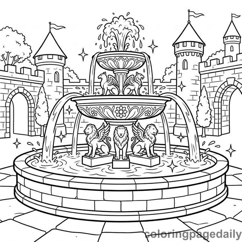 Magical Castle Marble Fountain - Colored reference example