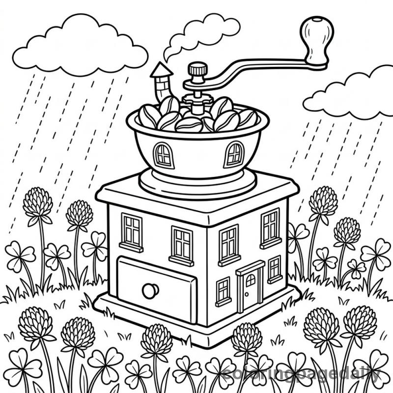 Magical Coffee Grinder House - Daily printable coloring page in Scenery category