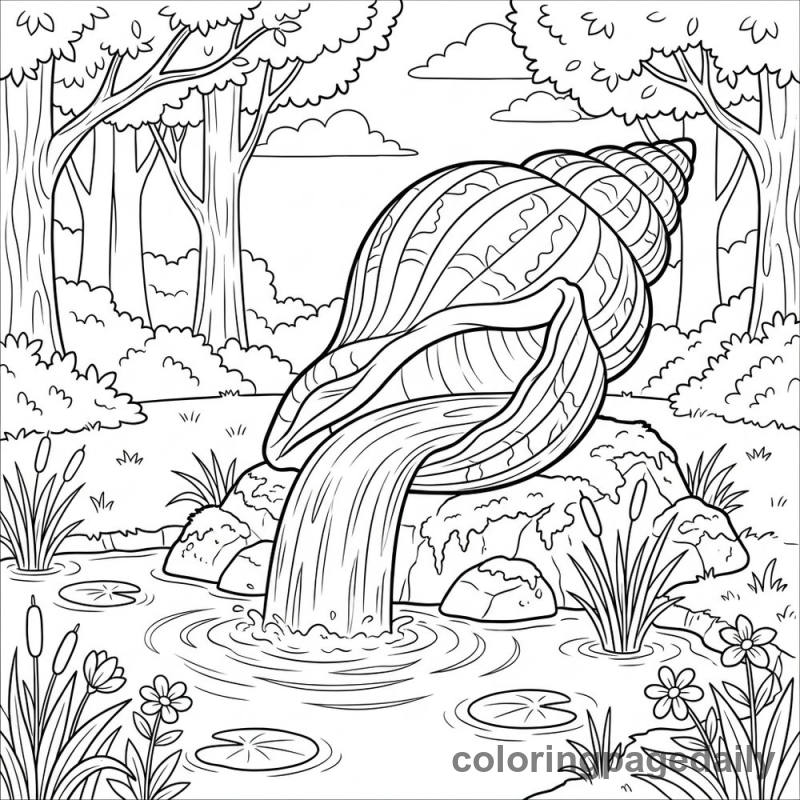 Magical Conch Shell Waterfall - Colored reference example