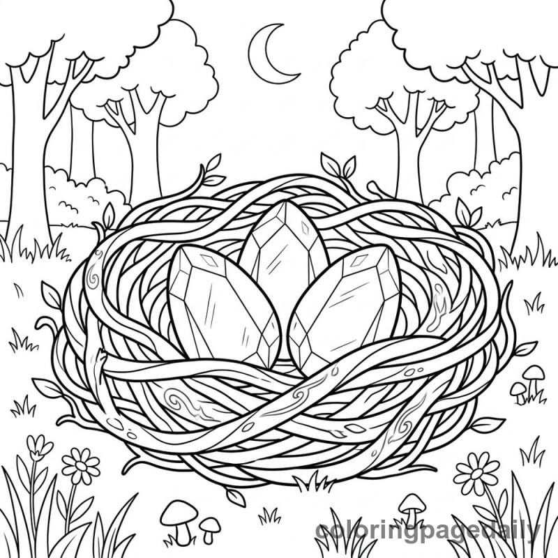 Magical Crystal Egg Nest - Colored reference example