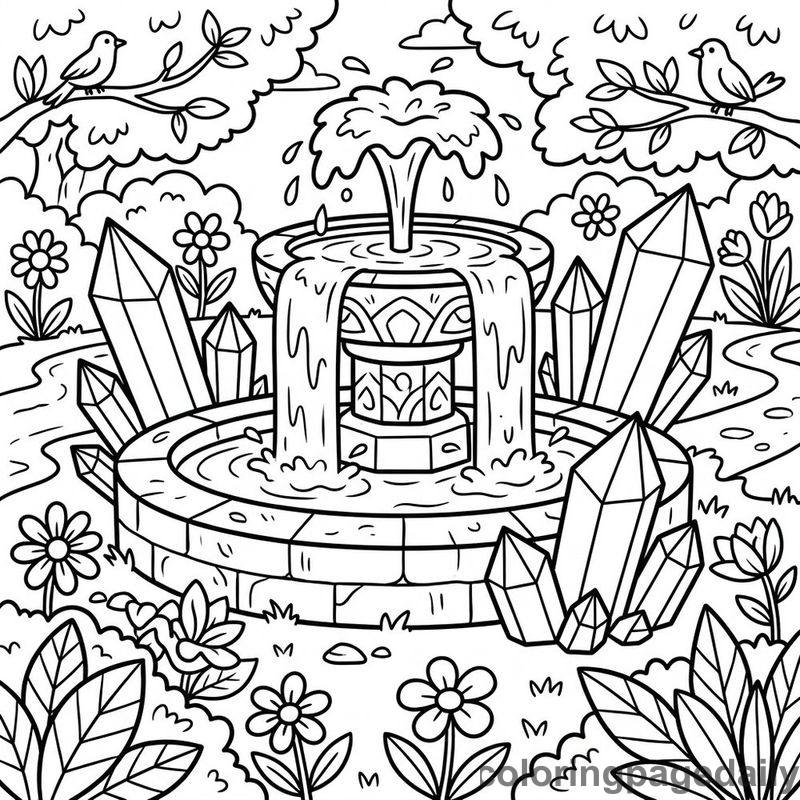 Magical Crystal Fountain - Colored reference example