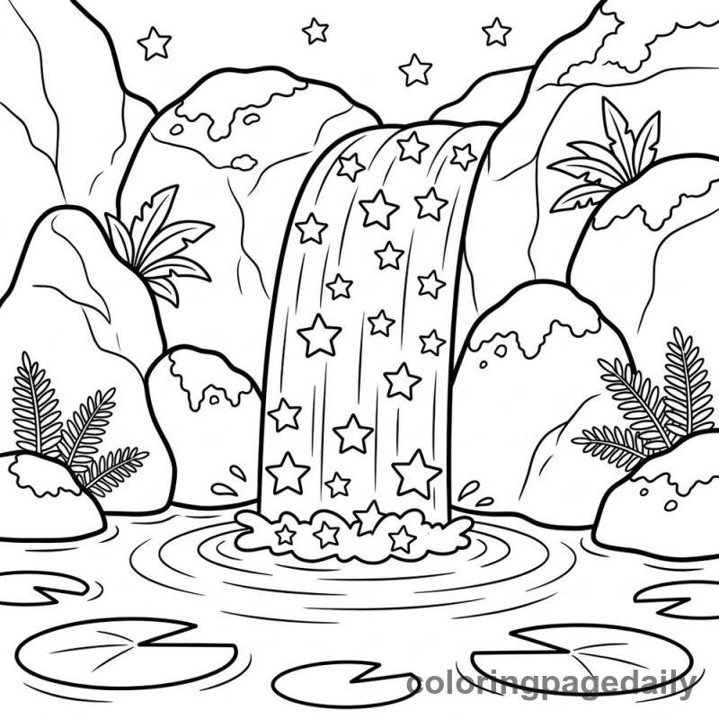 The Secret Grotto of the Wishing Stars - story illustration coloring page
