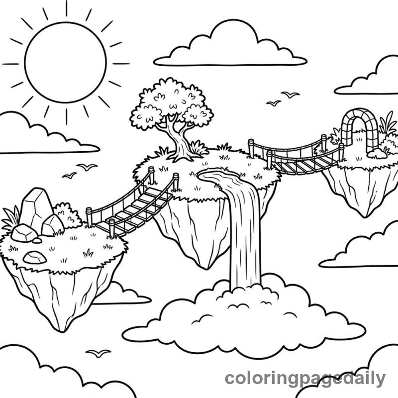 Magical Floating Islands in the Sky - Colored reference example