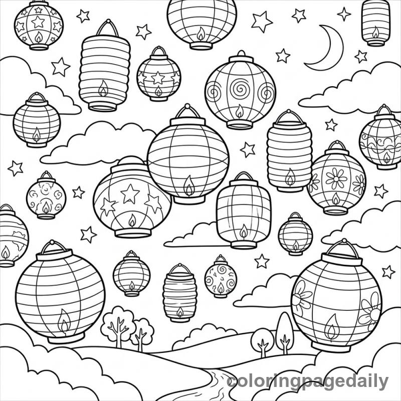 Magical Floating Lantern Sky - Colored reference example