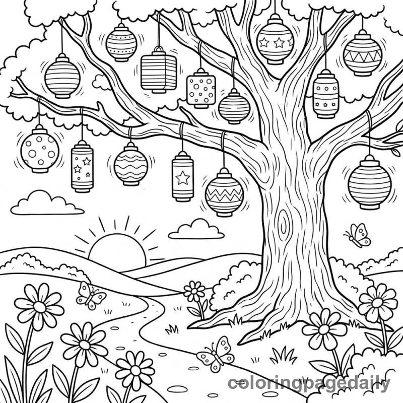 Magical Lantern Tree - Colored reference example