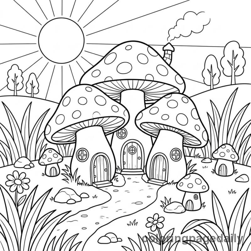 Magical Mushroom Village - Colored reference example