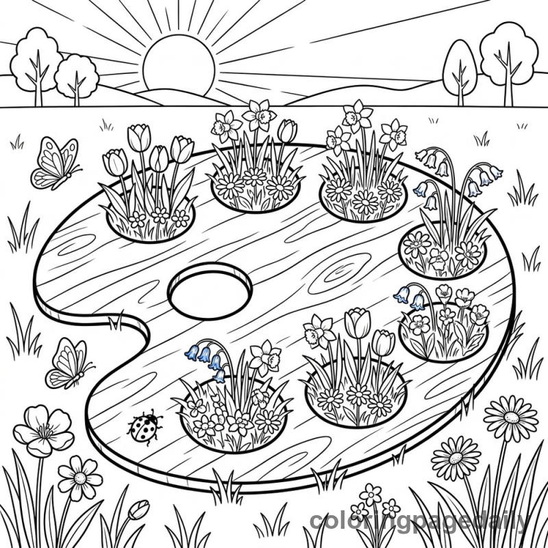 Magical Paint Palette Garden - Colored reference example