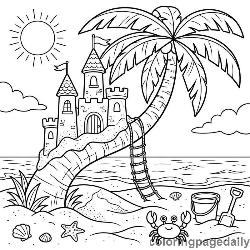 Magical Palm Tree Sandcastle - Colored reference example