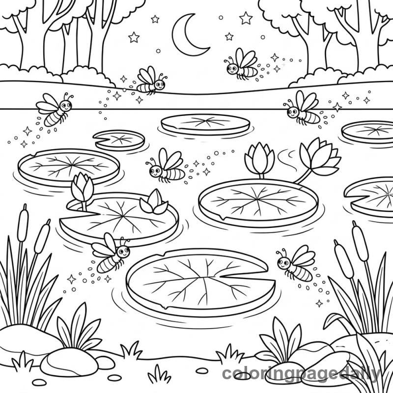 Firefly Lily Pad Pond - Colored reference example