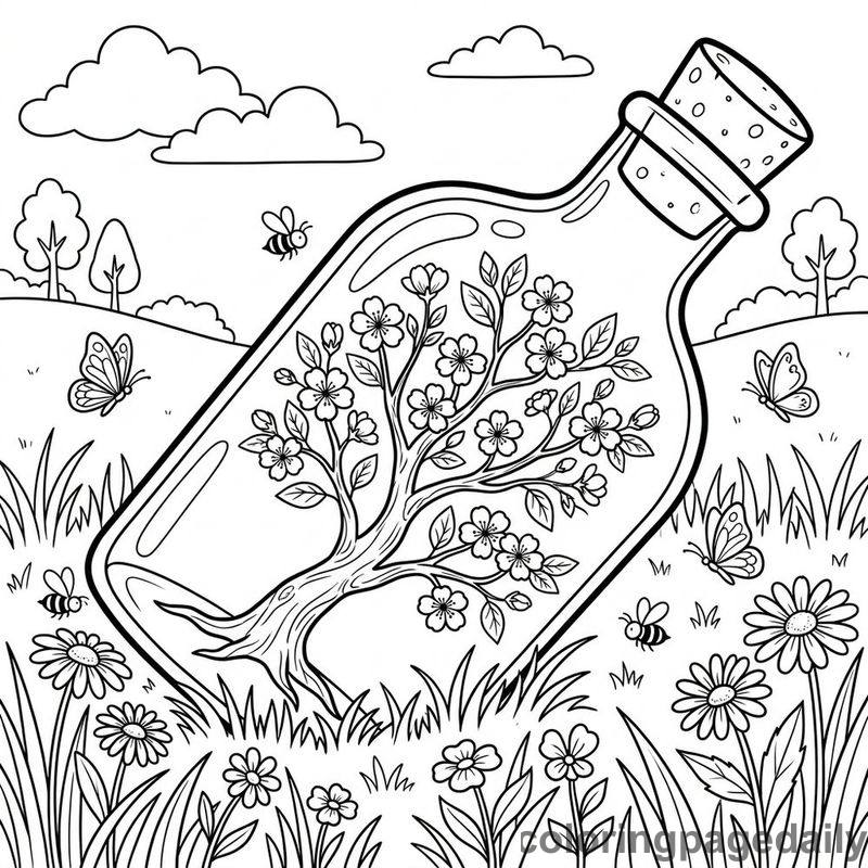 Magical Sideways Bottle Greenhouse - Colored reference example