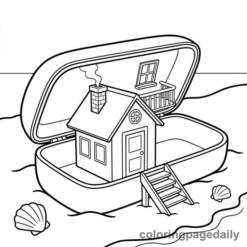 Magical Sunglasses Case House - Daily printable coloring page in Scenery category