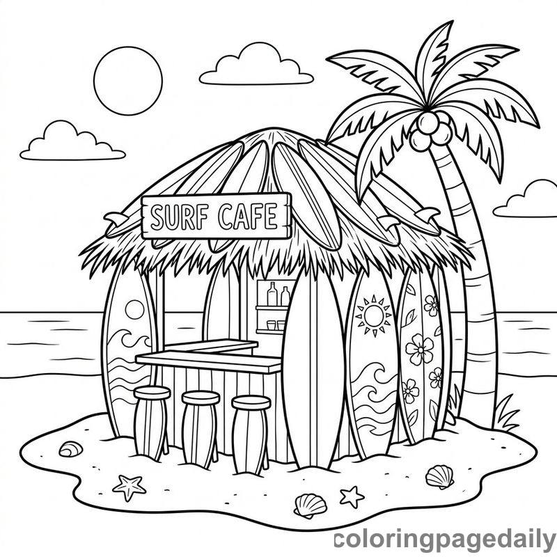 Magical Surfboard Beach Cafe - Colored reference example