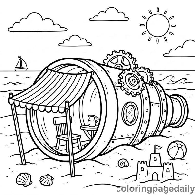 Magical Telescope Beach Cabana - Colored reference example