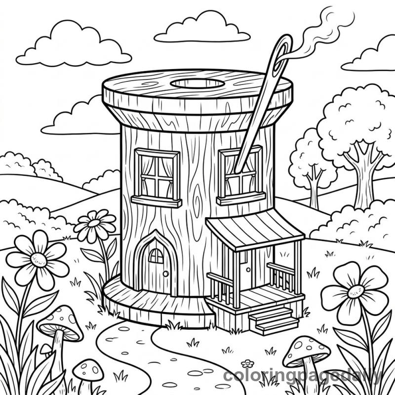Magical Thread Spool House - Colored reference example