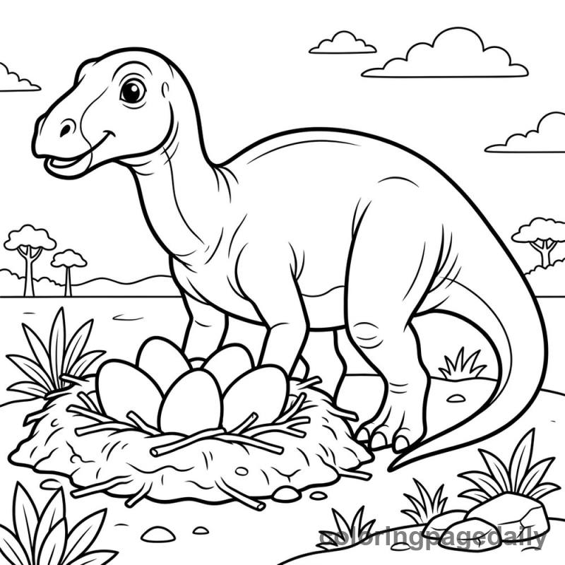 Maiasaura Dinosaur Nest - Colored reference example