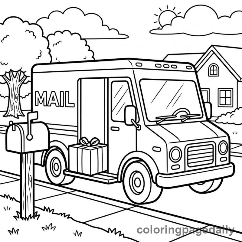 Mail Truck Delivery - Colored reference example